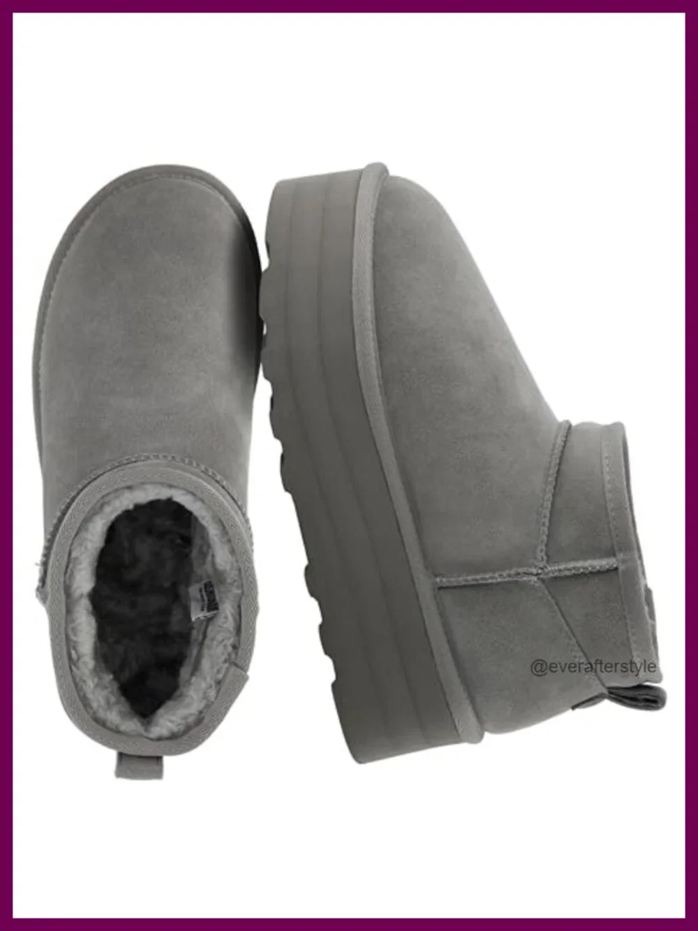 Genuine Suede Platform Ankle Boots with Faux Fur Lining Memory Foam Slip-On